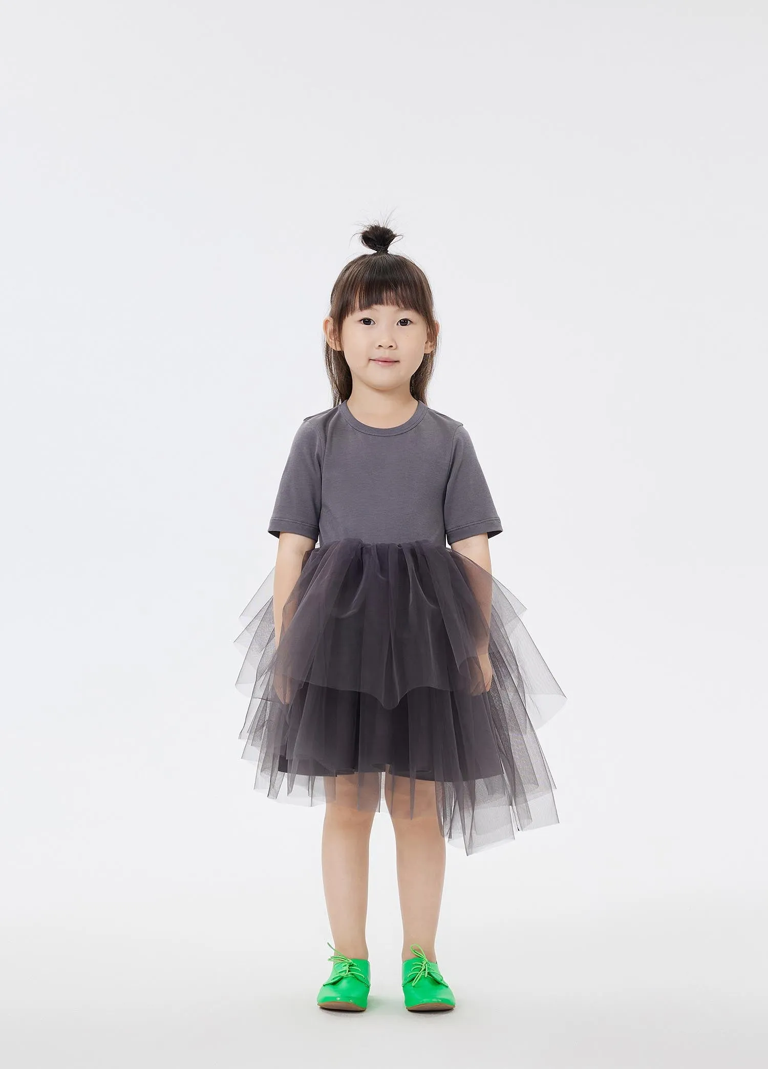 Dresses / jnby by JNBY Patchwork Asymmetric Short Sleeve Gauze Dress