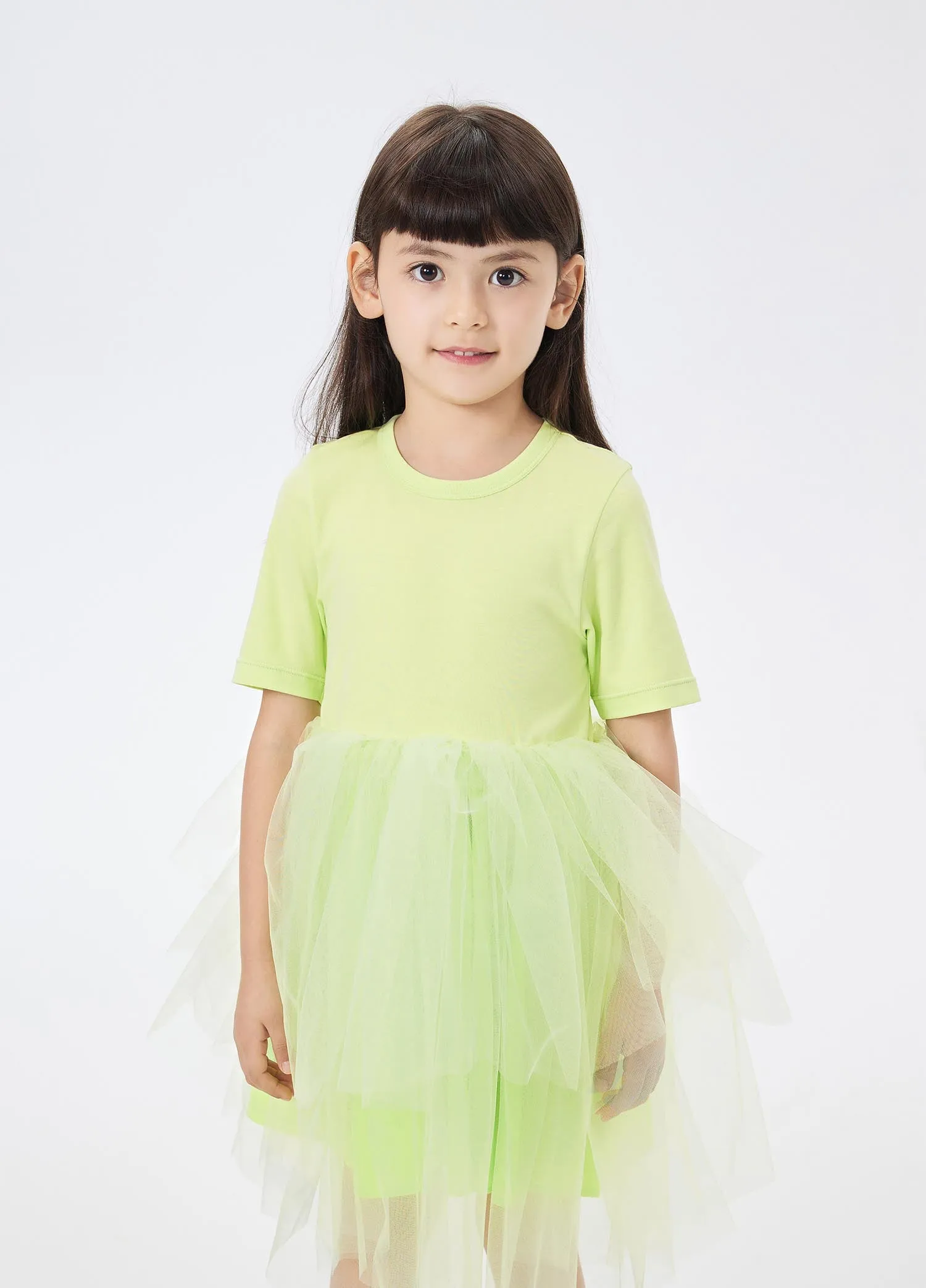 Dresses / jnby by JNBY Patchwork Asymmetric Short Sleeve Gauze Dress