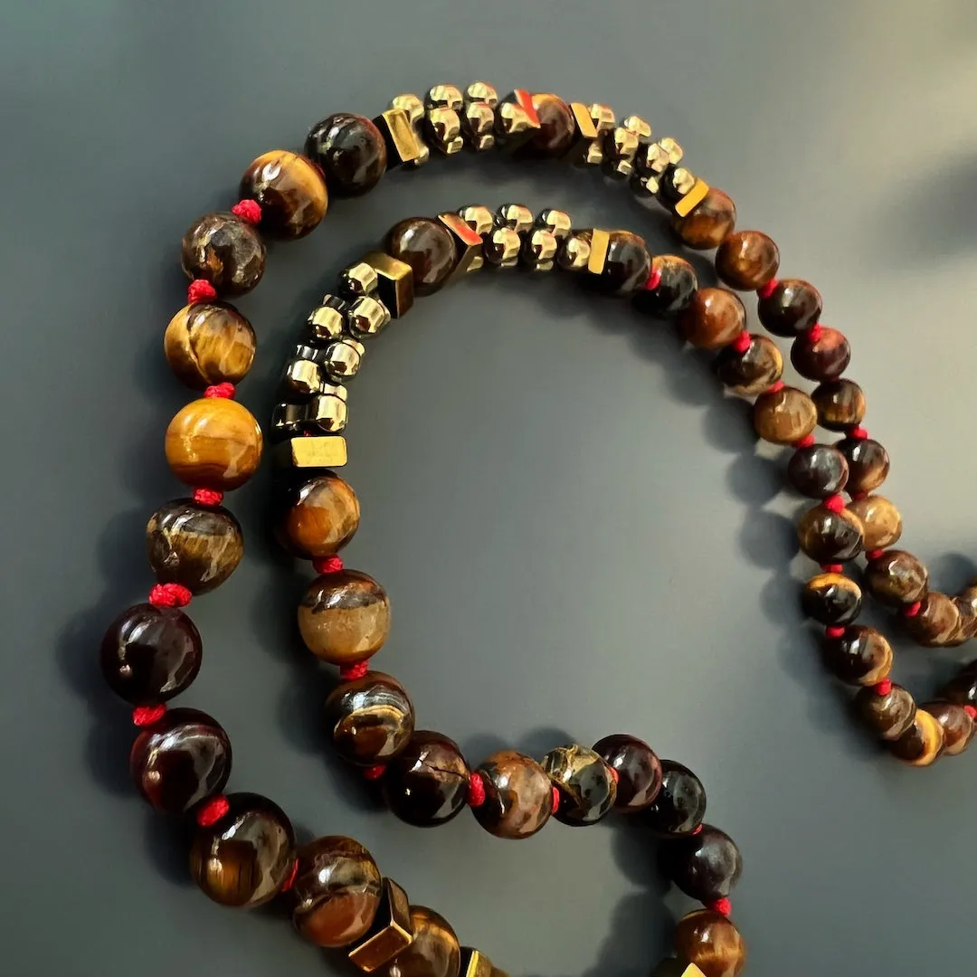 Eagle Tiger's Eye Men's Beaded Necklace