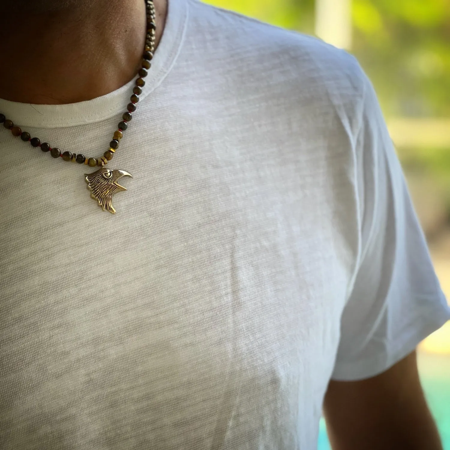 Eagle Tiger's Eye Men's Beaded Necklace