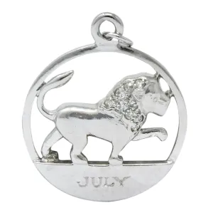 Edwardian Diamond Platinum Leo Lion Zodiac Charm