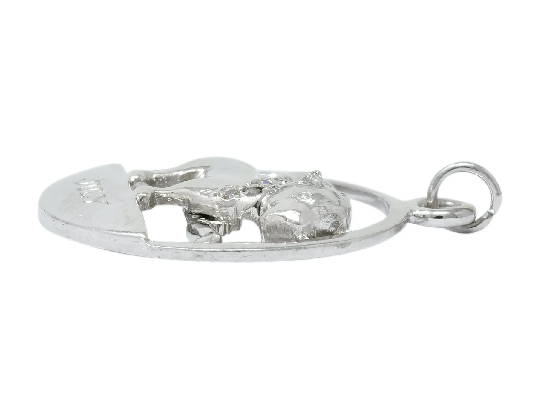 Edwardian Diamond Platinum Leo Lion Zodiac Charm