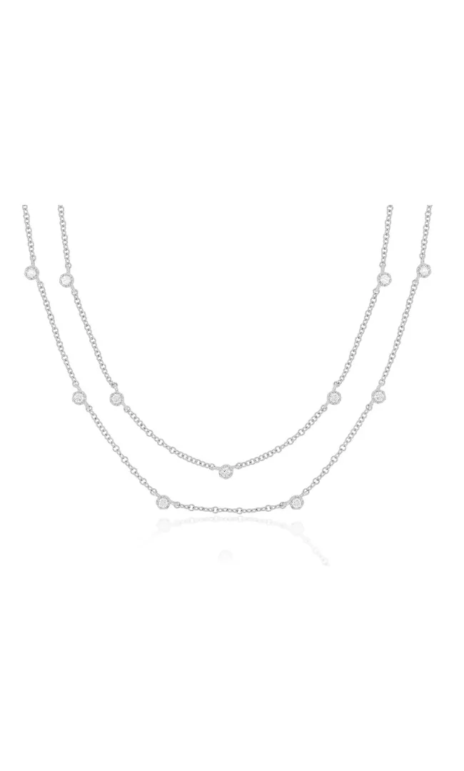 EF Collection Diamond Crown Double Strand Necklace