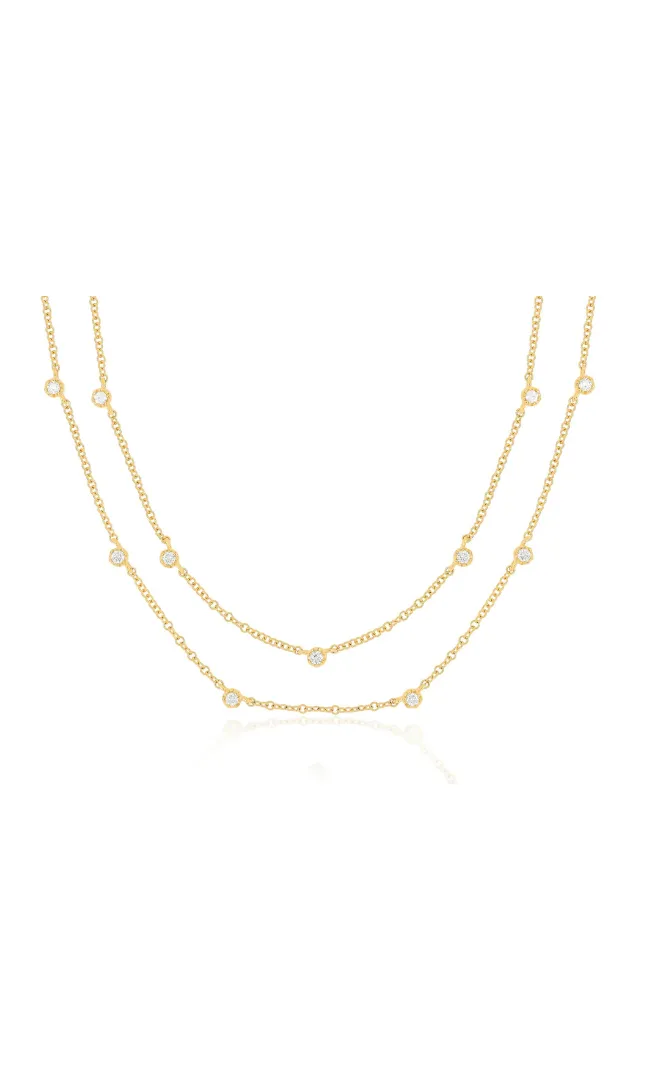 EF Collection Diamond Crown Double Strand Necklace