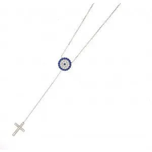 Elegant Evil Eye Cross Necklace