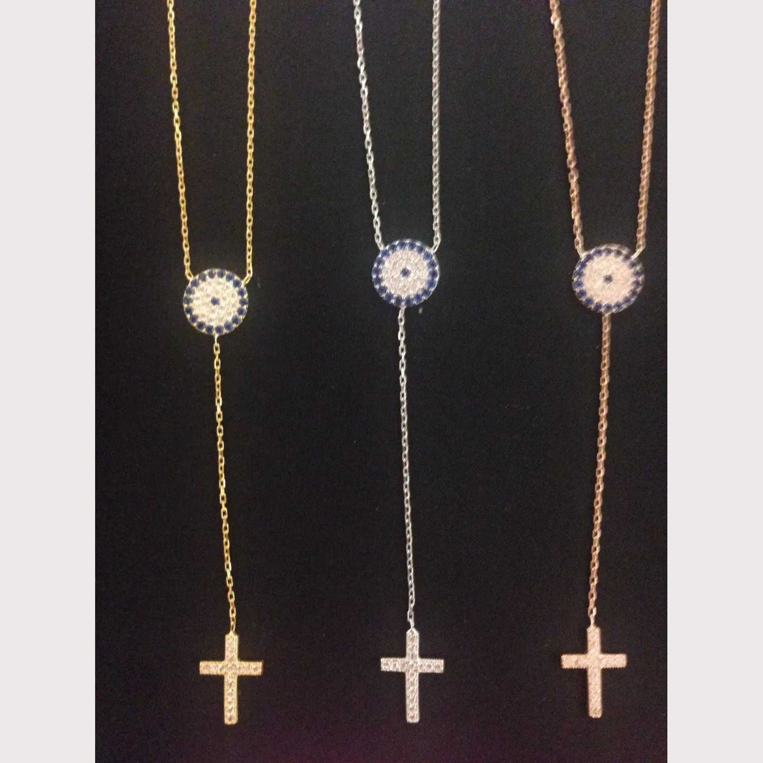 Elegant Evil Eye Cross Necklace