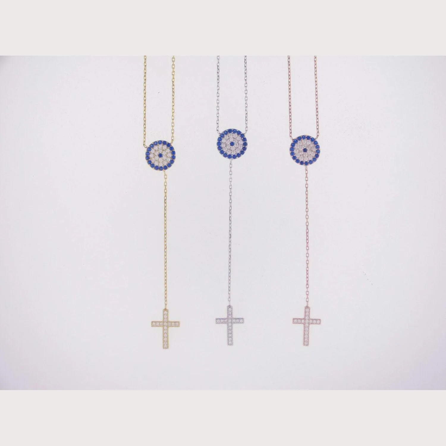 Elegant Evil Eye Cross Necklace