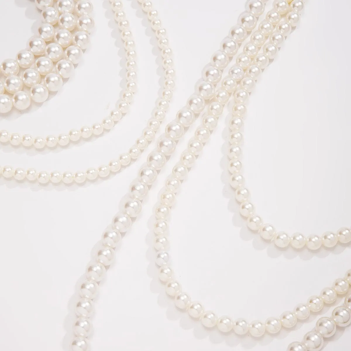 Elegant Multi-Layered Long Pearl Chain Necklace Set