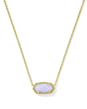 Elisa Short Pendant Necklace In Gold Lilac Kyocera Opal