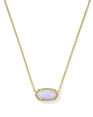Elisa Short Pendant Necklace In Gold Lilac Kyocera Opal