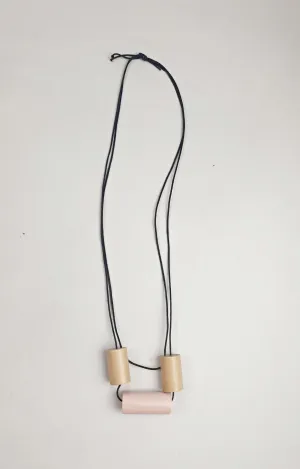 Elk chunky natural wood and pink necklace