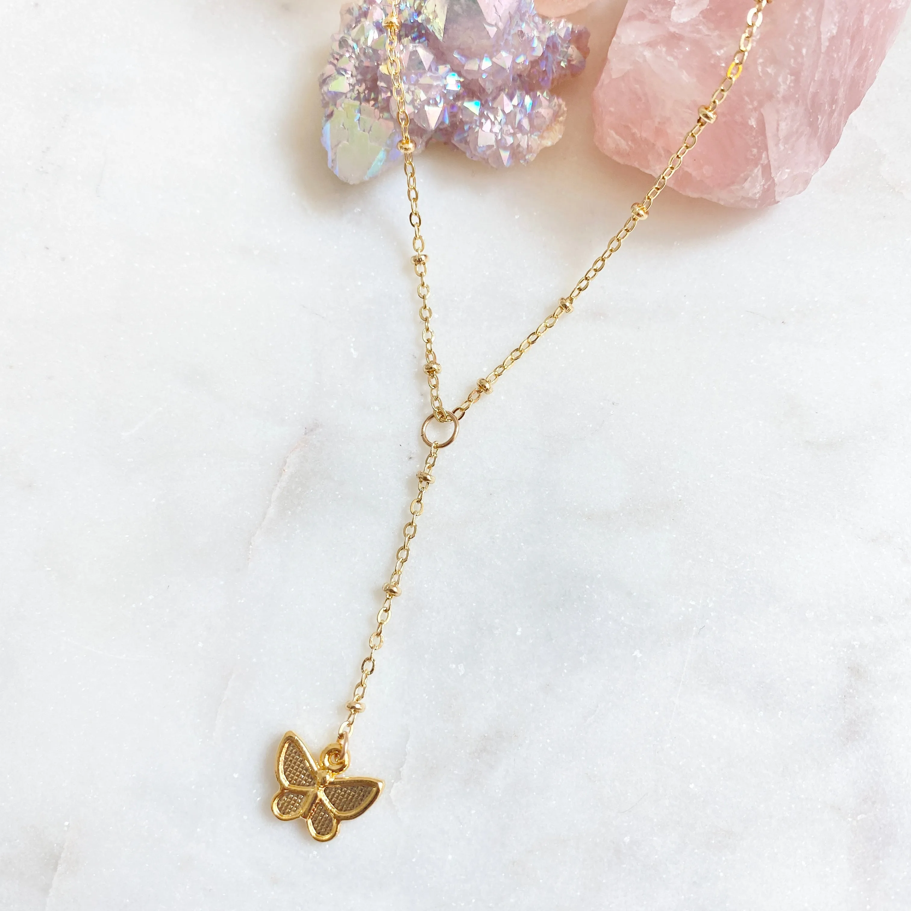 Elliana Butterfly Lariat Necklace