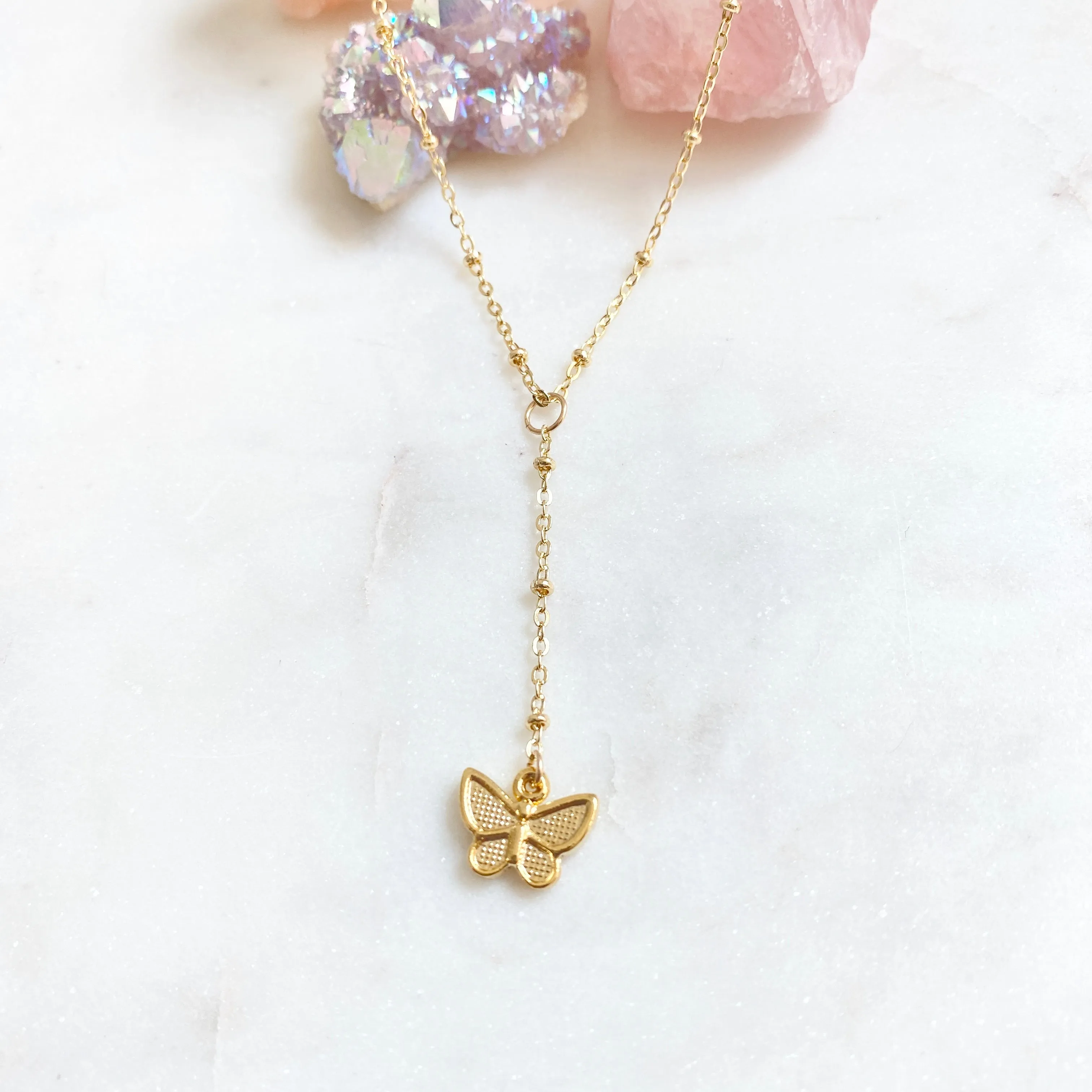 Elliana Butterfly Lariat Necklace