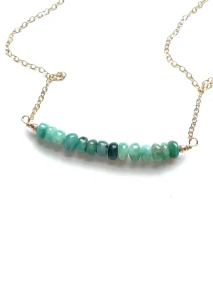 Emerald Bar Necklace on 14k Gold Filled or Sterling Silver Chain