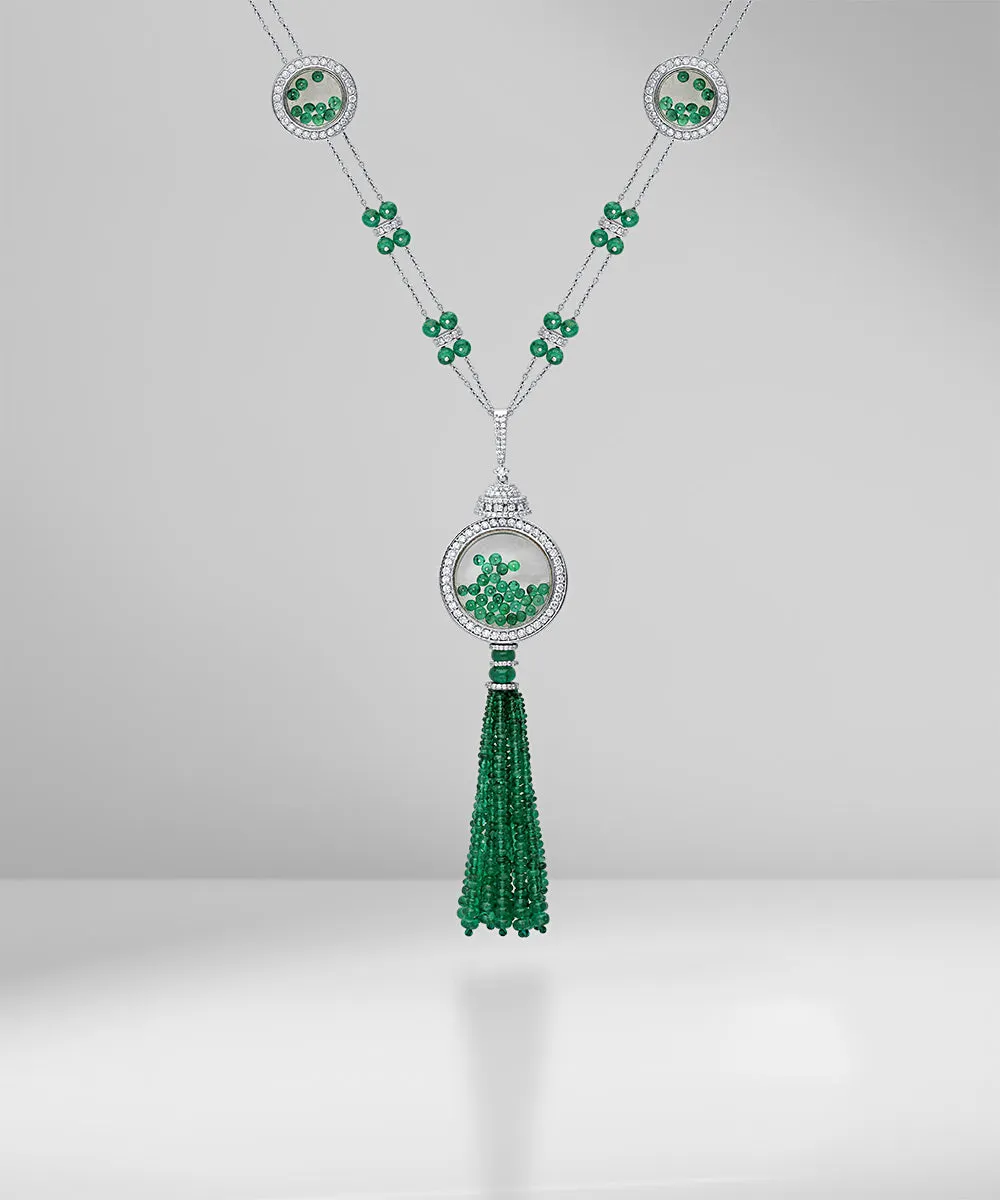 Emerald Beads & Diamond Tassel