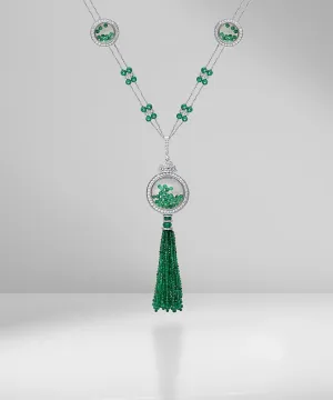 Emerald Beads & Diamond Tassel