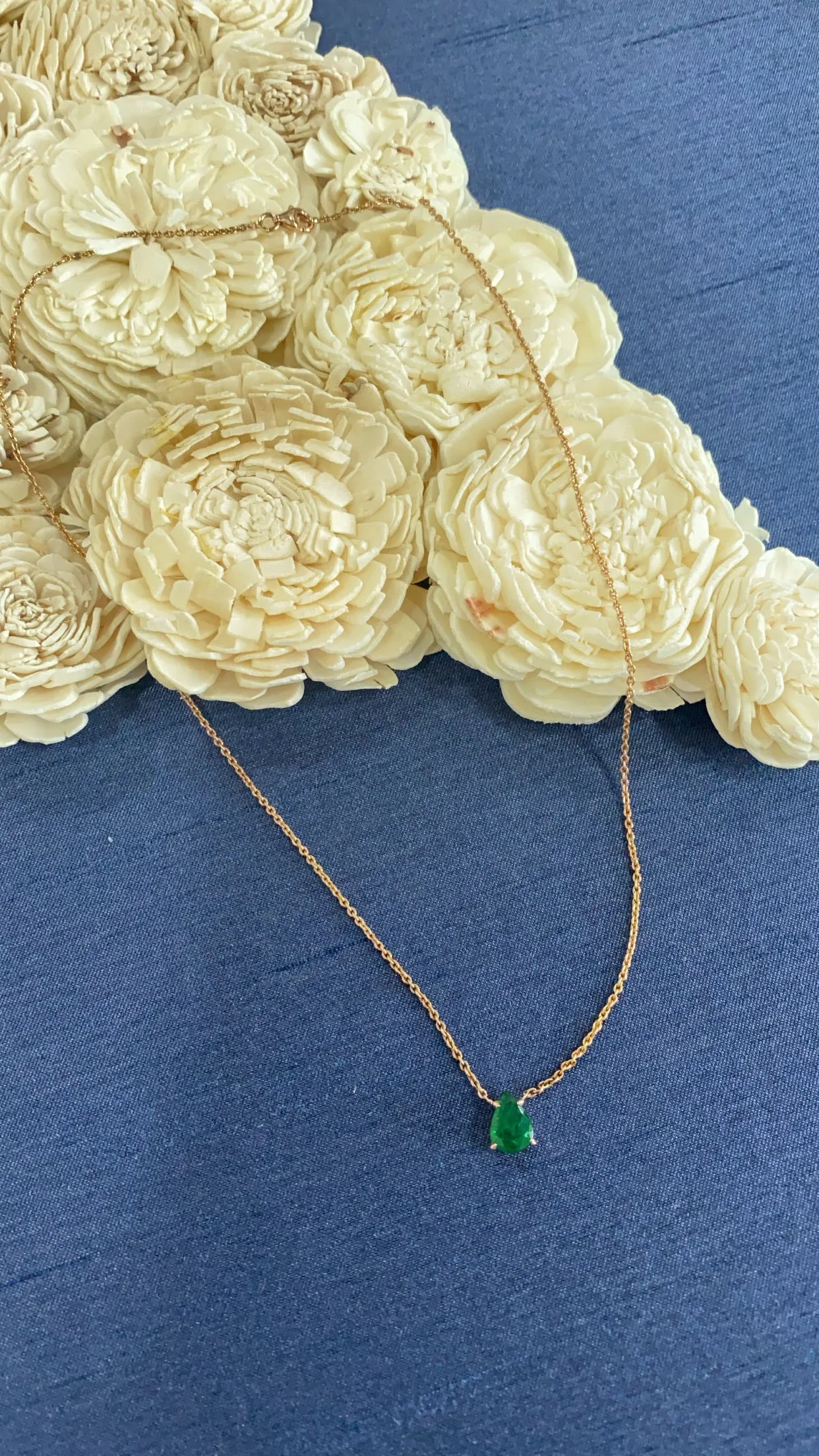 Emerald Pear Rose Gold Necklace