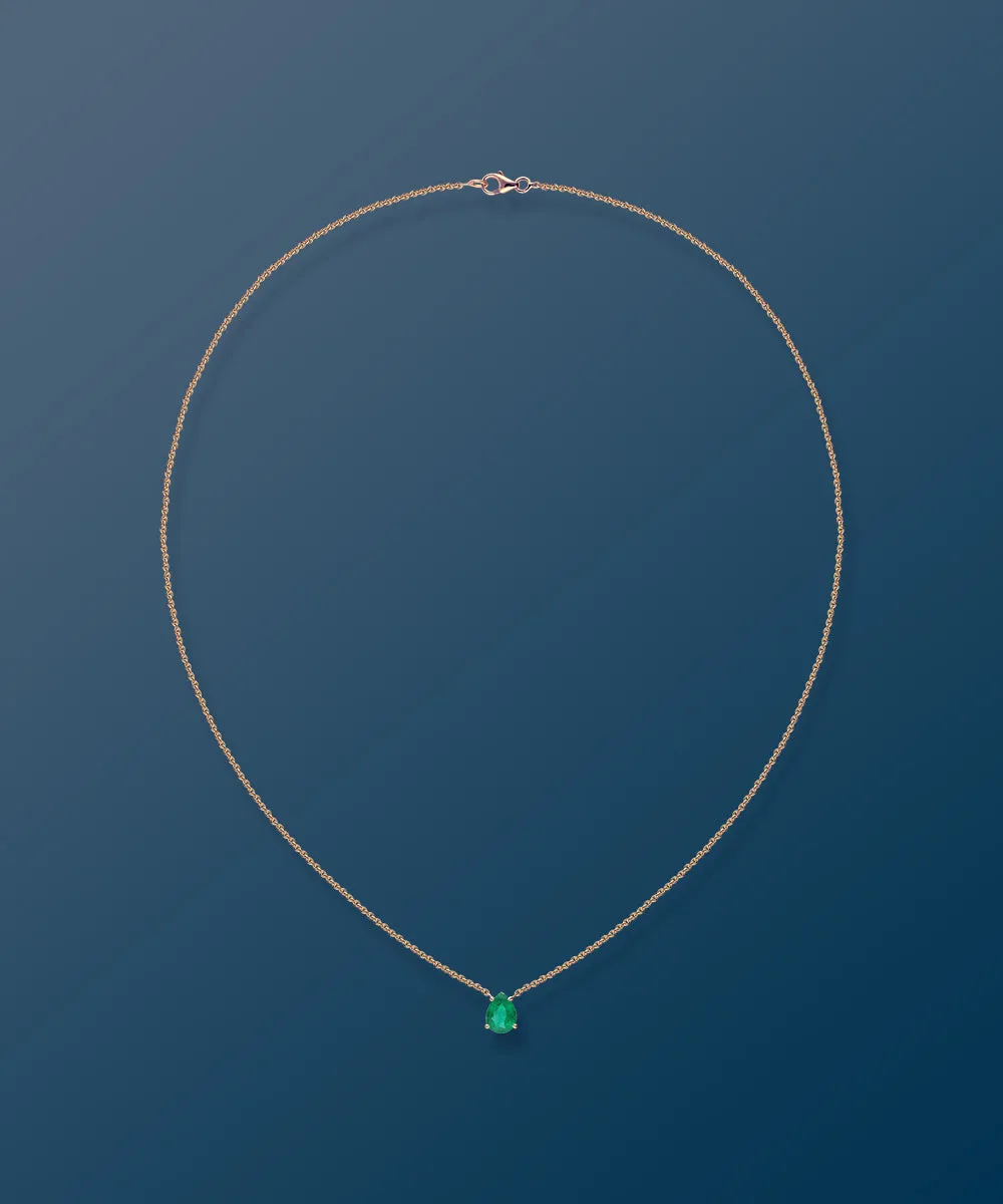 Emerald Pear Rose Gold Necklace