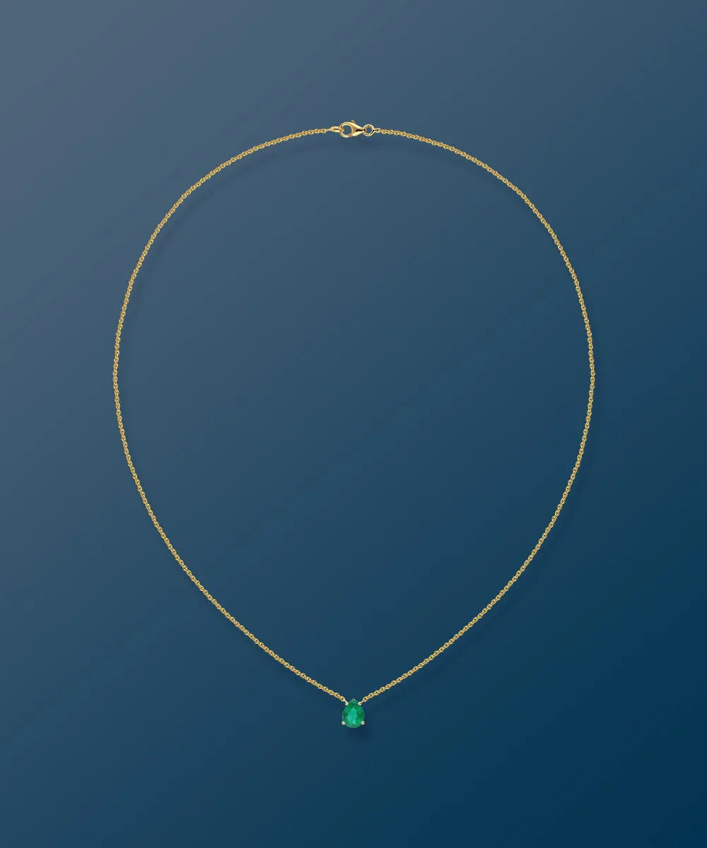Emerald Pear Yellow Gold Necklace