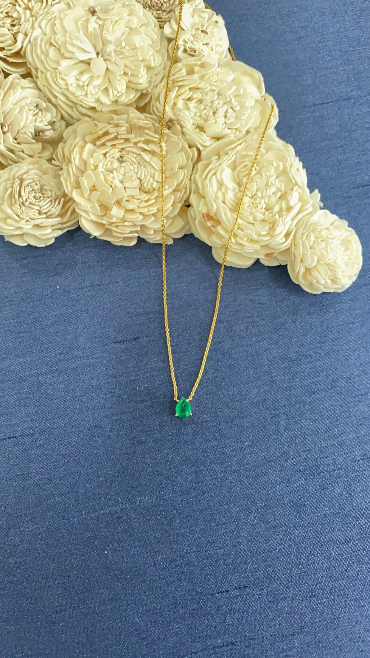 Emerald Pear Yellow Gold Necklace