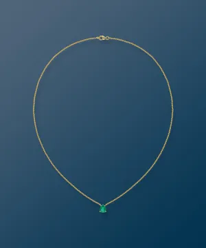 Emerald Pear Yellow Gold Necklace