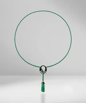 Enamel, Diamond and Emerald beads Necklace