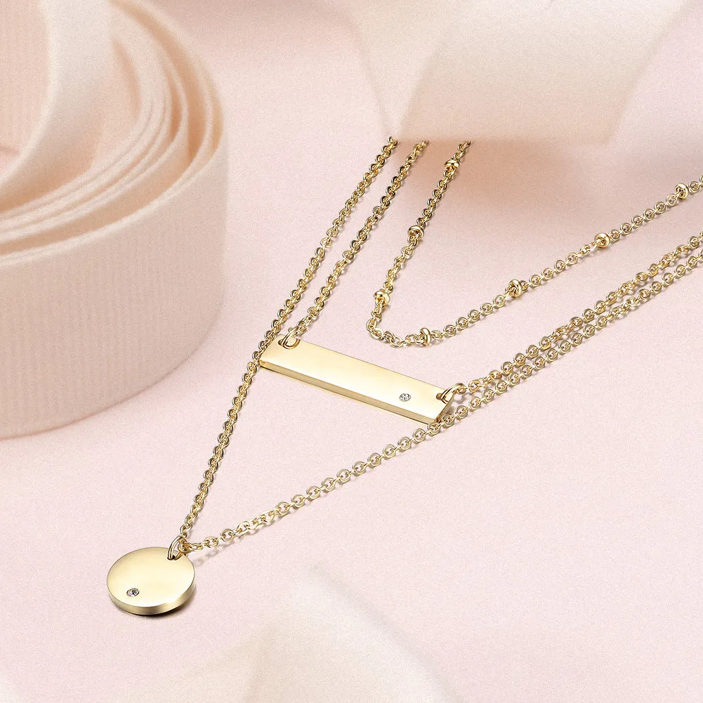 Engravable Triple Layer Necklace