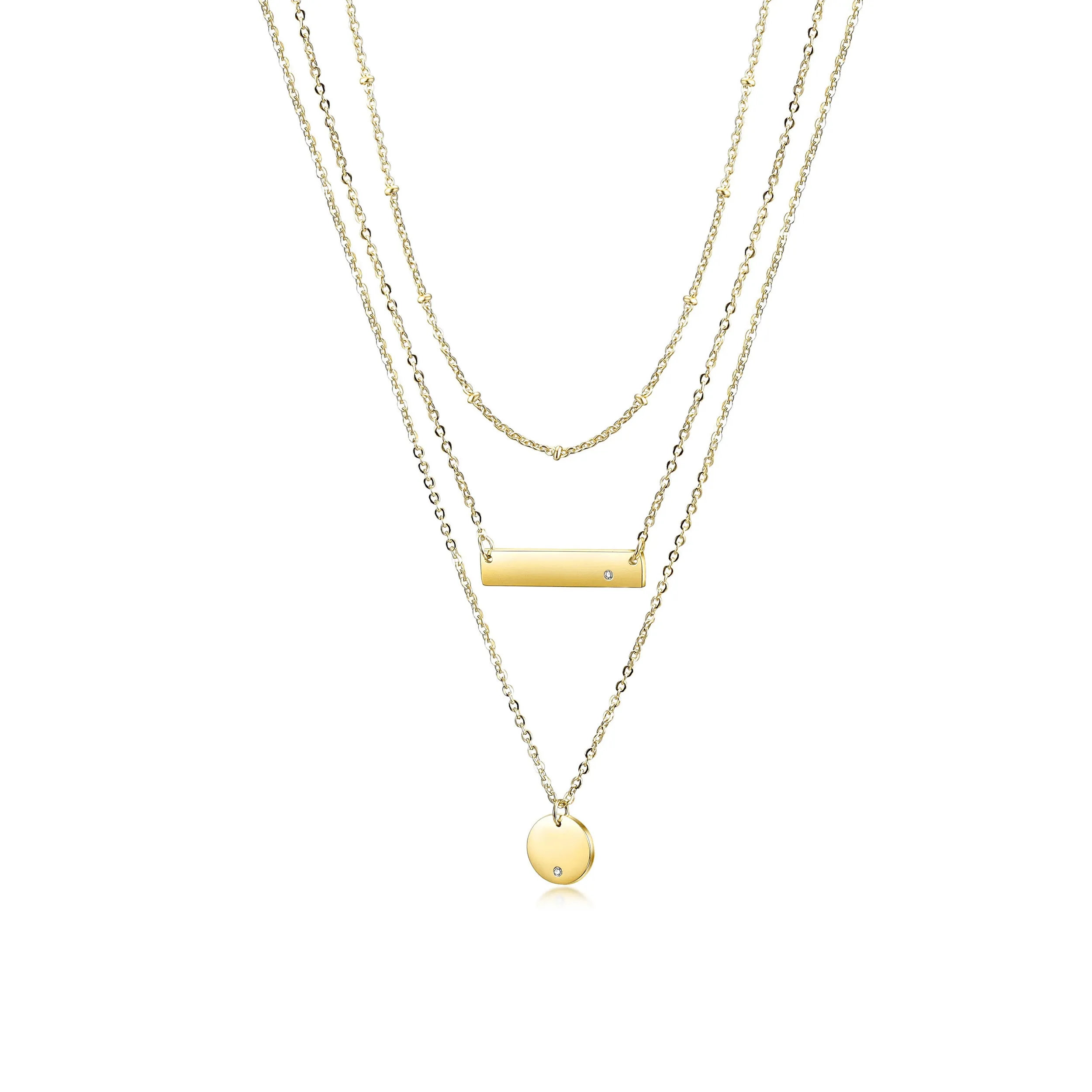Engravable Triple Layer Necklace