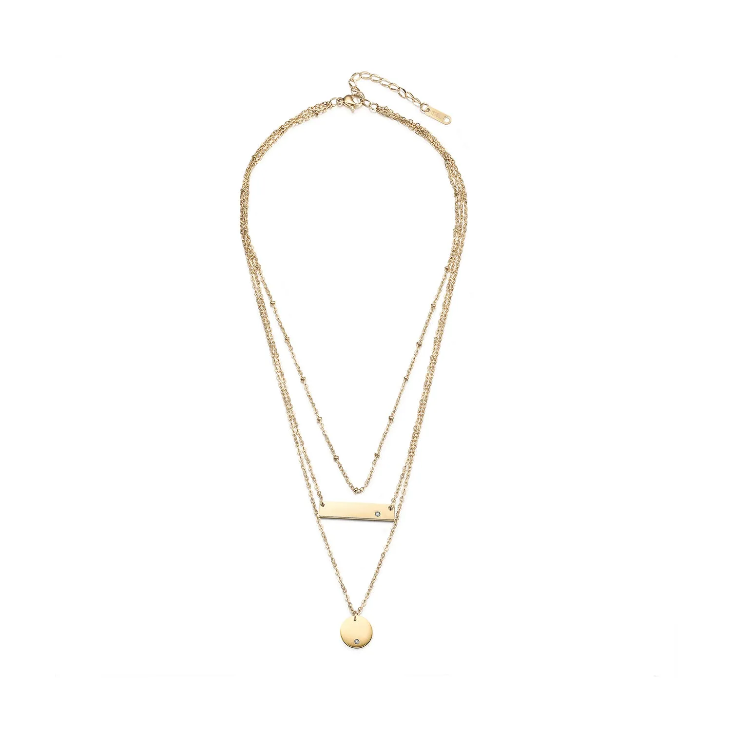 Engravable Triple Layer Necklace