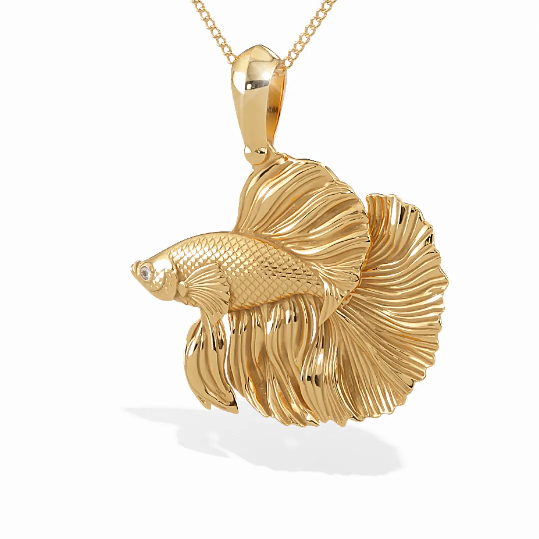 Exquisite 3D Male Betta Fighting Fish Pendant Necklace