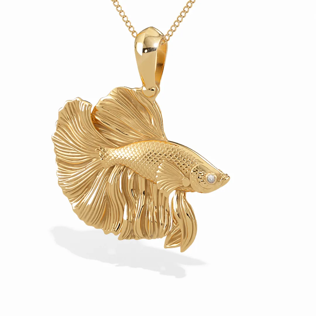 Exquisite 3D Male Betta Fighting Fish Pendant Necklace