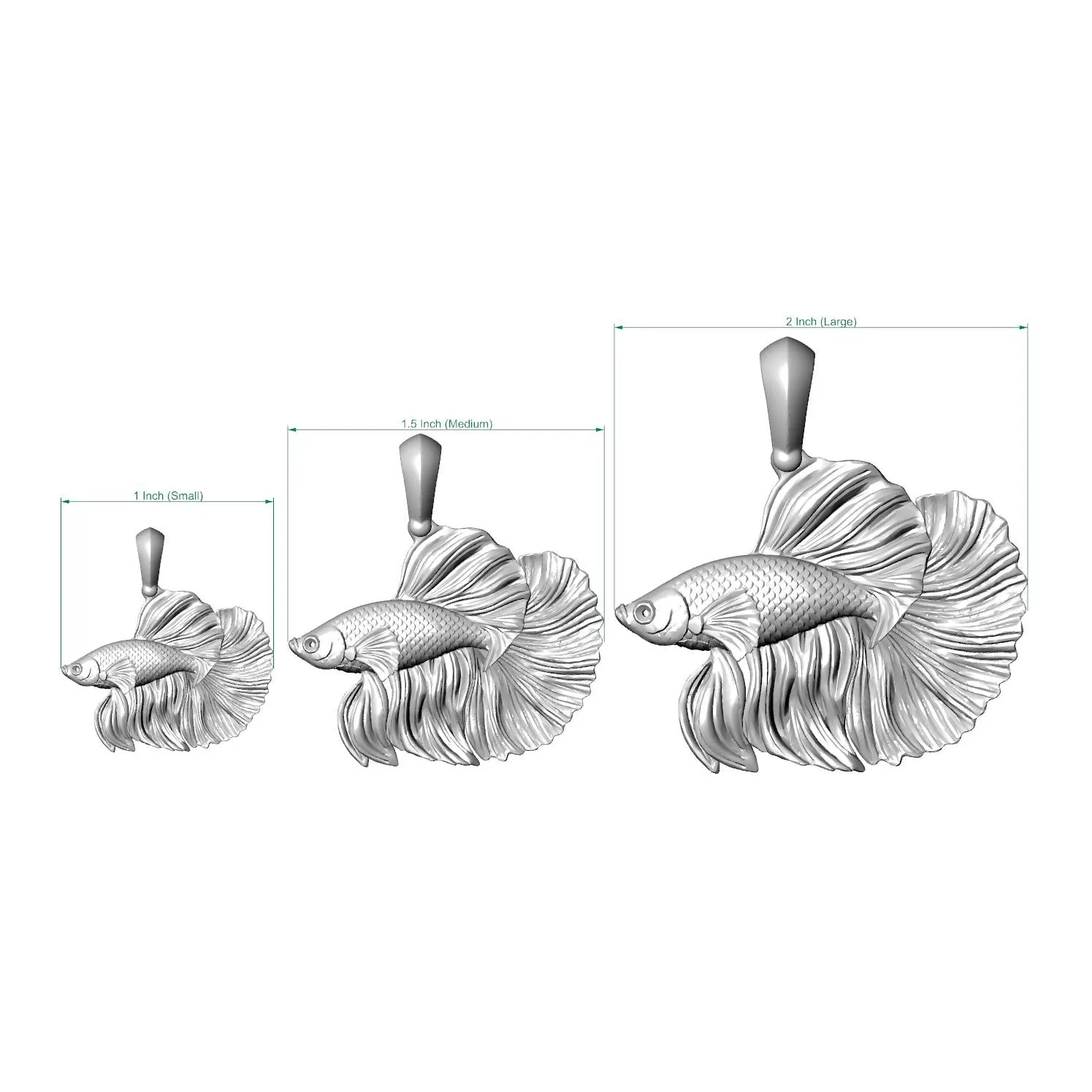 Exquisite 3D Male Betta Fighting Fish Pendant Necklace