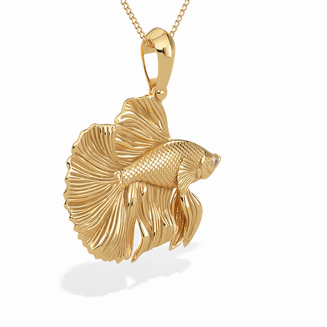Exquisite 3D Male Betta Fighting Fish Pendant Necklace