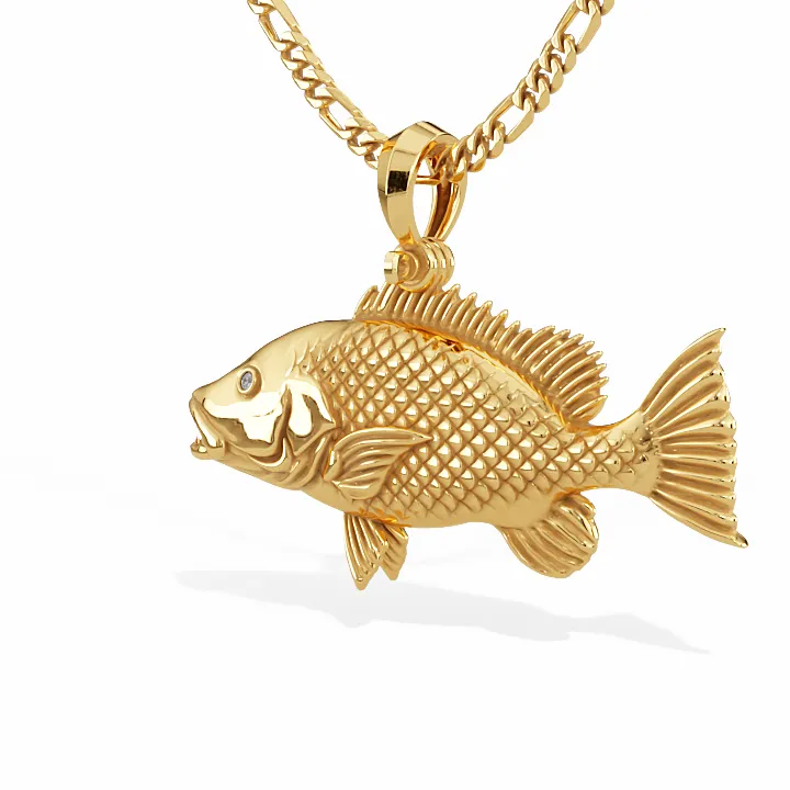 Exquisite 3D Mangrove Snapper Necklace with Diamond Eyes| 14k Gold
