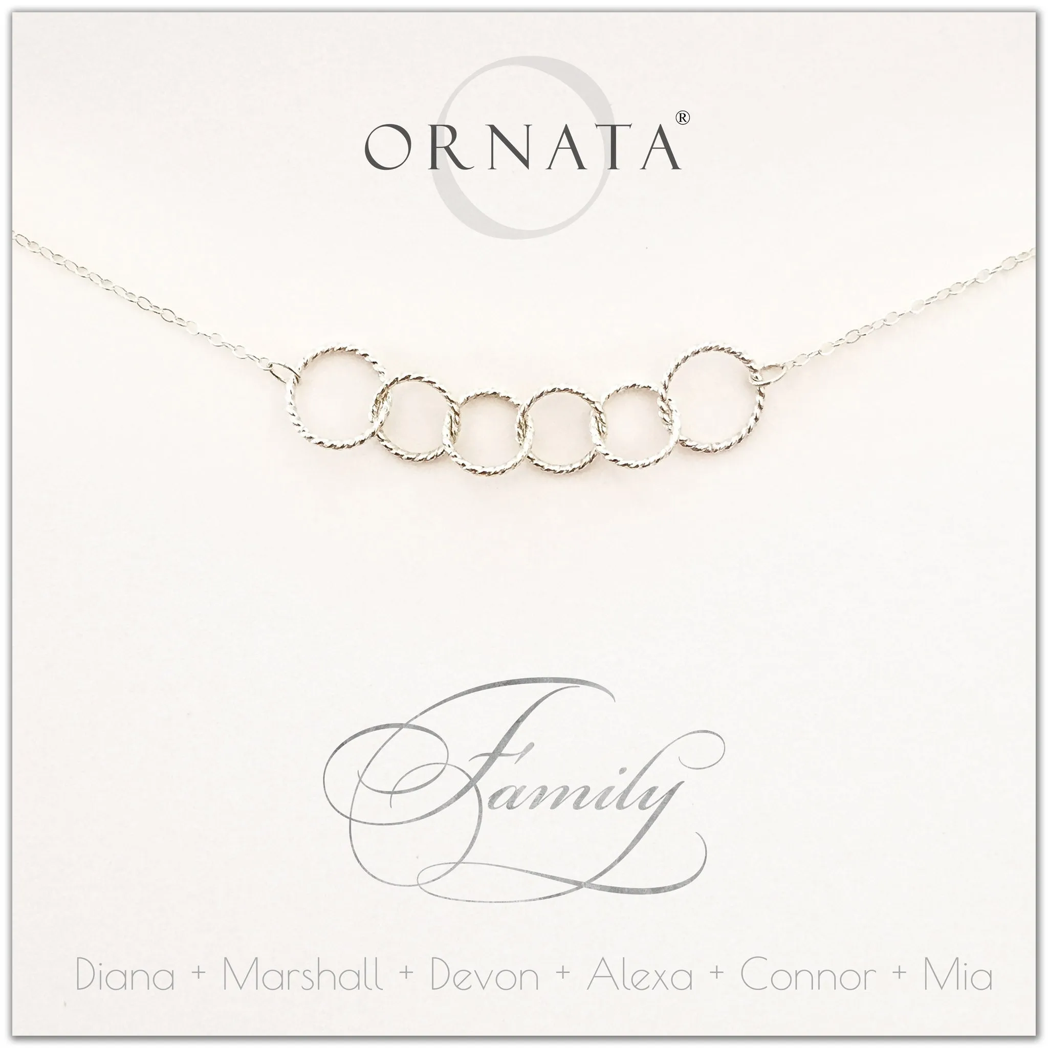 “Family of Six” Sterling Silver Necklace | Two Adults & Four Children