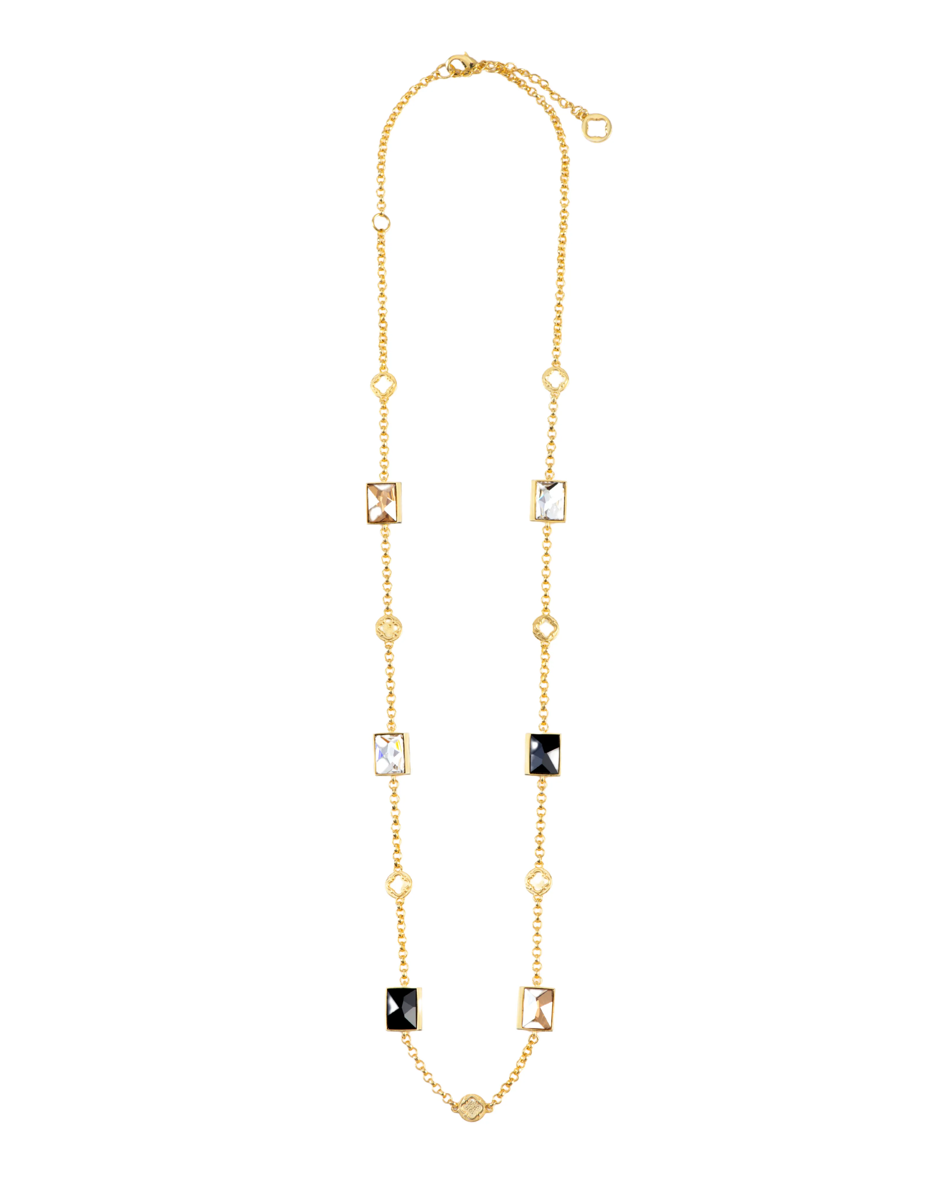 Fashion Jewelry-18k Gold Plated-Necklace-Elysian Crystal(L)-Multi-VOYCE1023-Fashion Edit Voyce