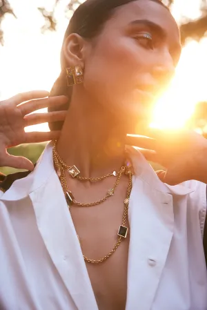 Fashion Jewelry-18k Gold Plated-Necklace-Elysian Crystal(L)-Multi-VOYCE1023-Fashion Edit Voyce