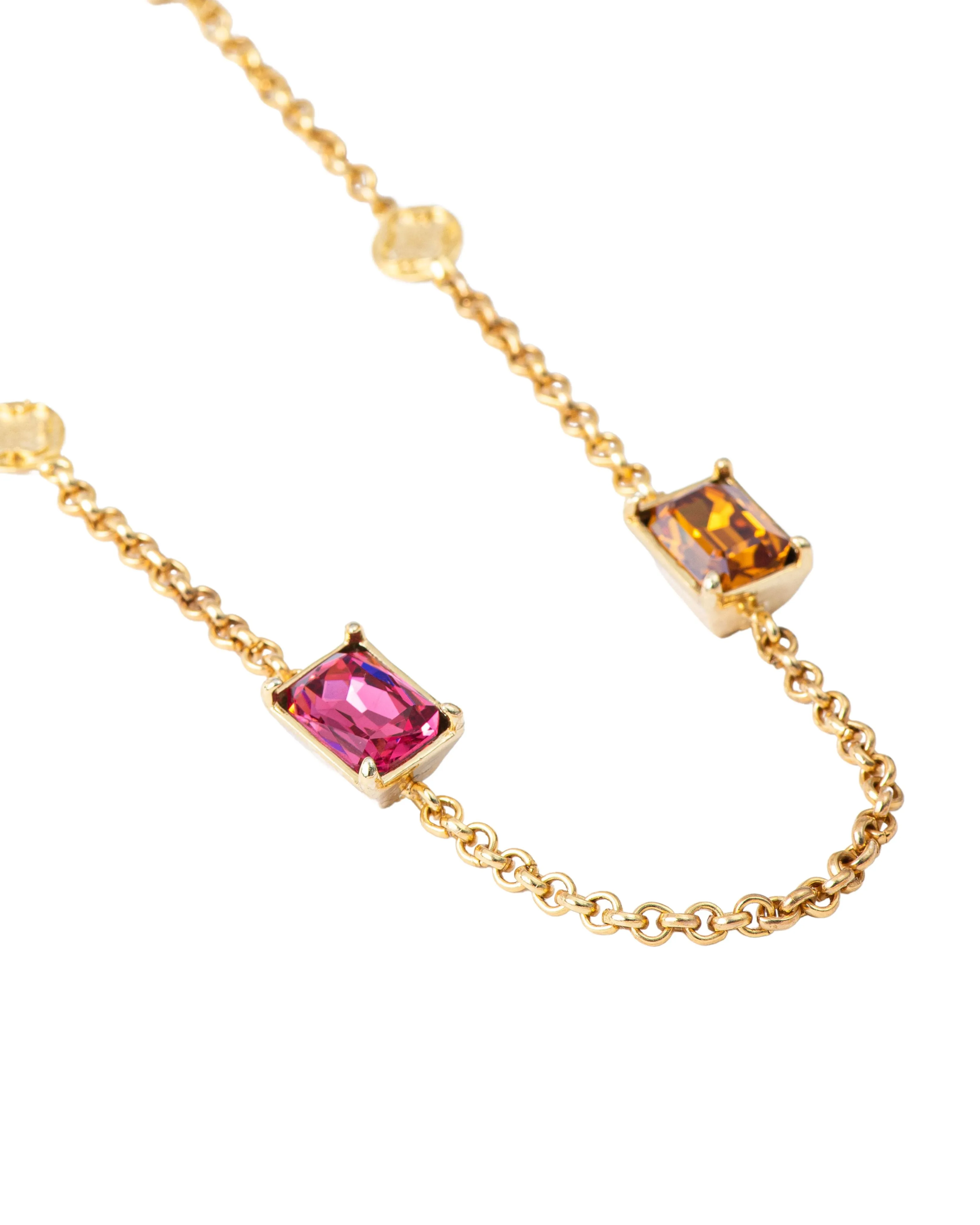 Fashion Jewelry-18k Gold Plated-Necklace-Elysian Crystal(L)-Multi-VOYCE1025-Fashion Edit Voyce