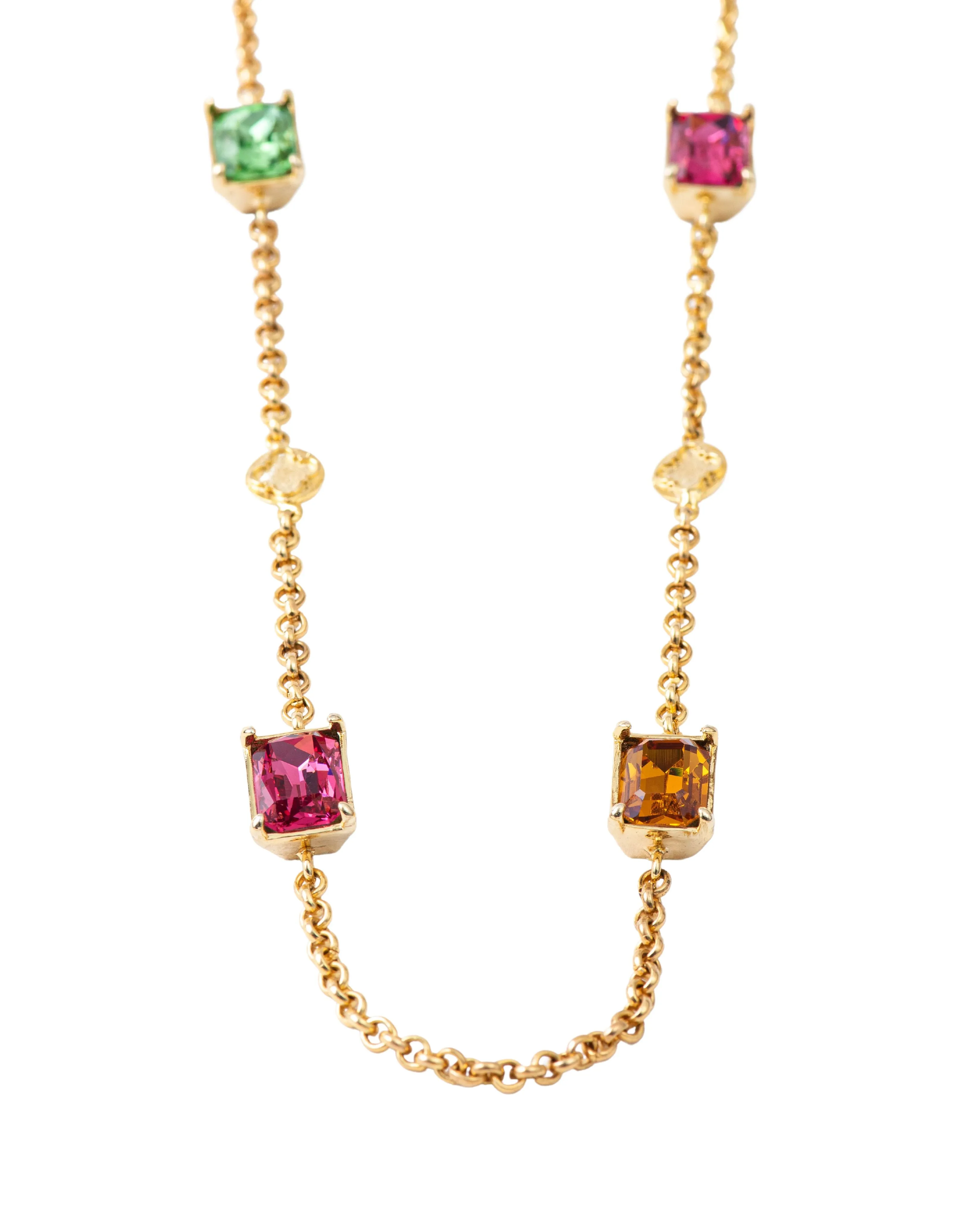 Fashion Jewelry-18k Gold Plated-Necklace-Elysian Crystal(L)-Multi-VOYCE1025-Fashion Edit Voyce
