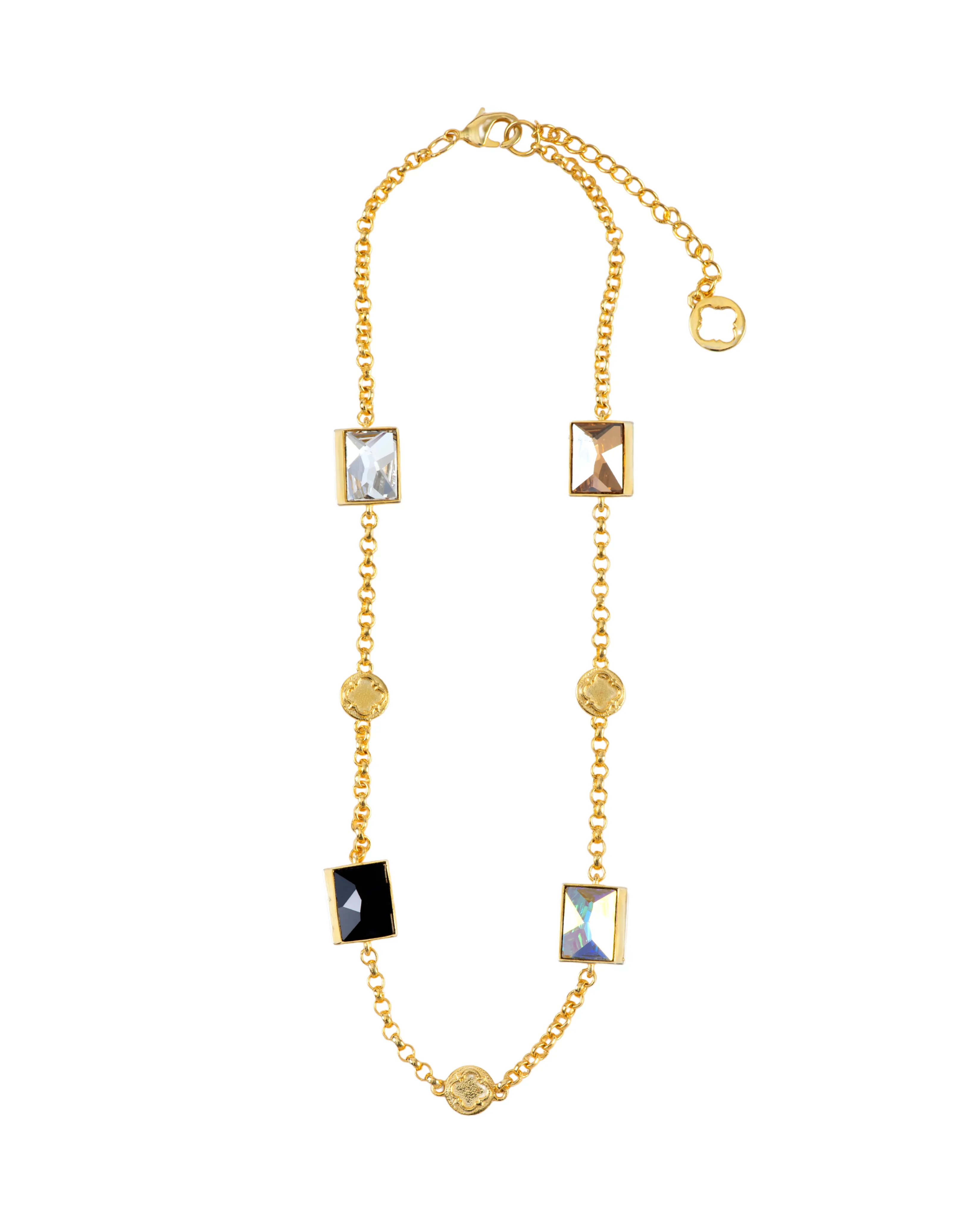 Fashion Jewelry-18k Gold Plated-Necklace-Elysian Crystal(S)-Multi-VOYCE1024-Fashion Edit Voyce