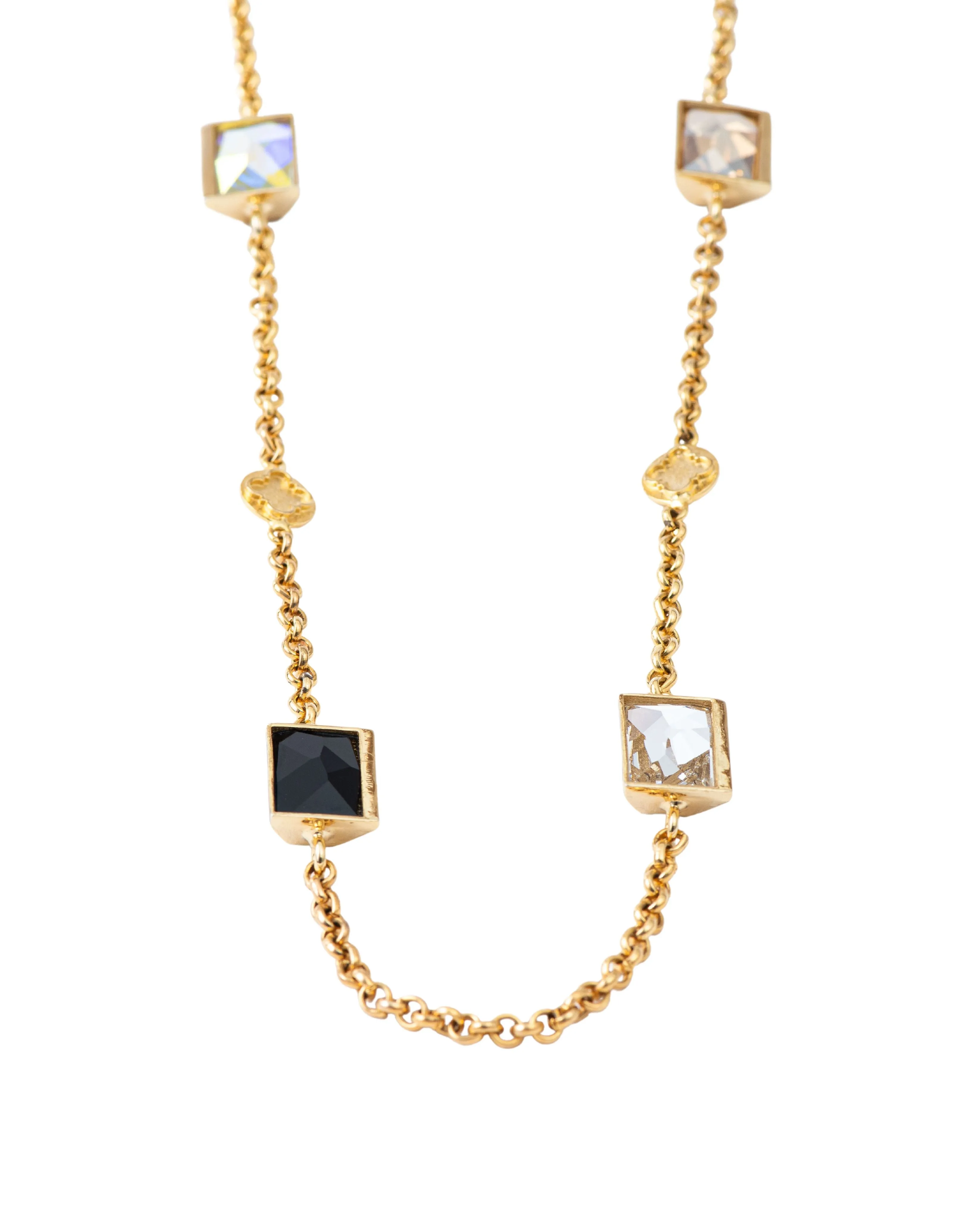 Fashion Jewelry-18k Gold Plated-Necklace-Elysian Crystal(S)-Multi-VOYCE1024-Fashion Edit Voyce