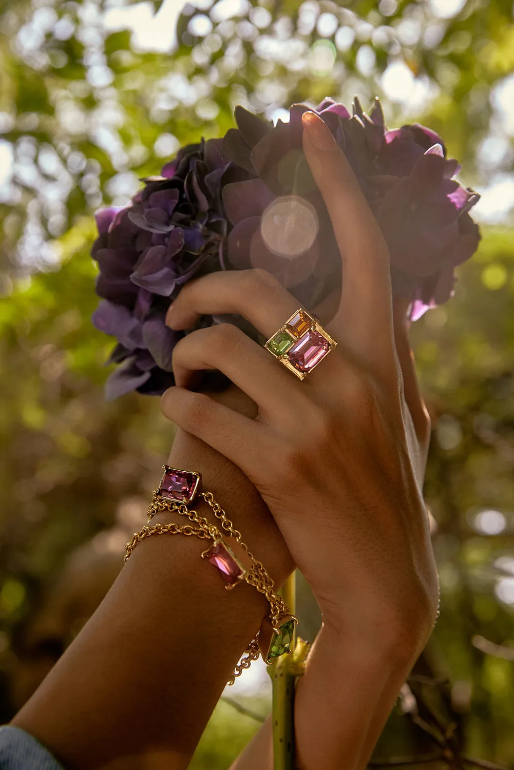 Fashion Jewelry-18k Gold Plated-Necklace-Elysian Crystal(S)-Multi-VOYCE1026-Fashion Edit Voyce