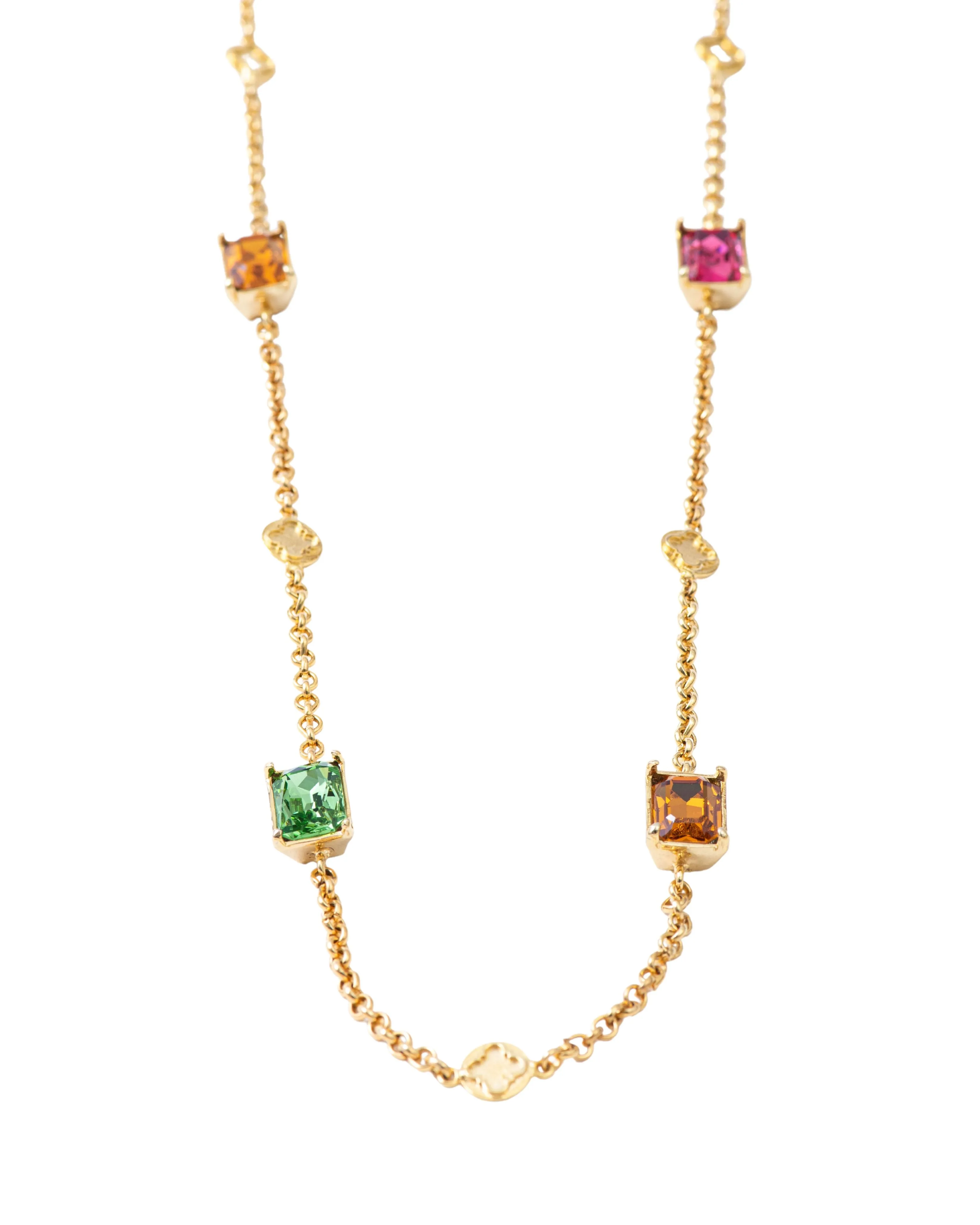 Fashion Jewelry-18k Gold Plated-Necklace-Elysian Crystal(S)-Multi-VOYCE1026-Fashion Edit Voyce