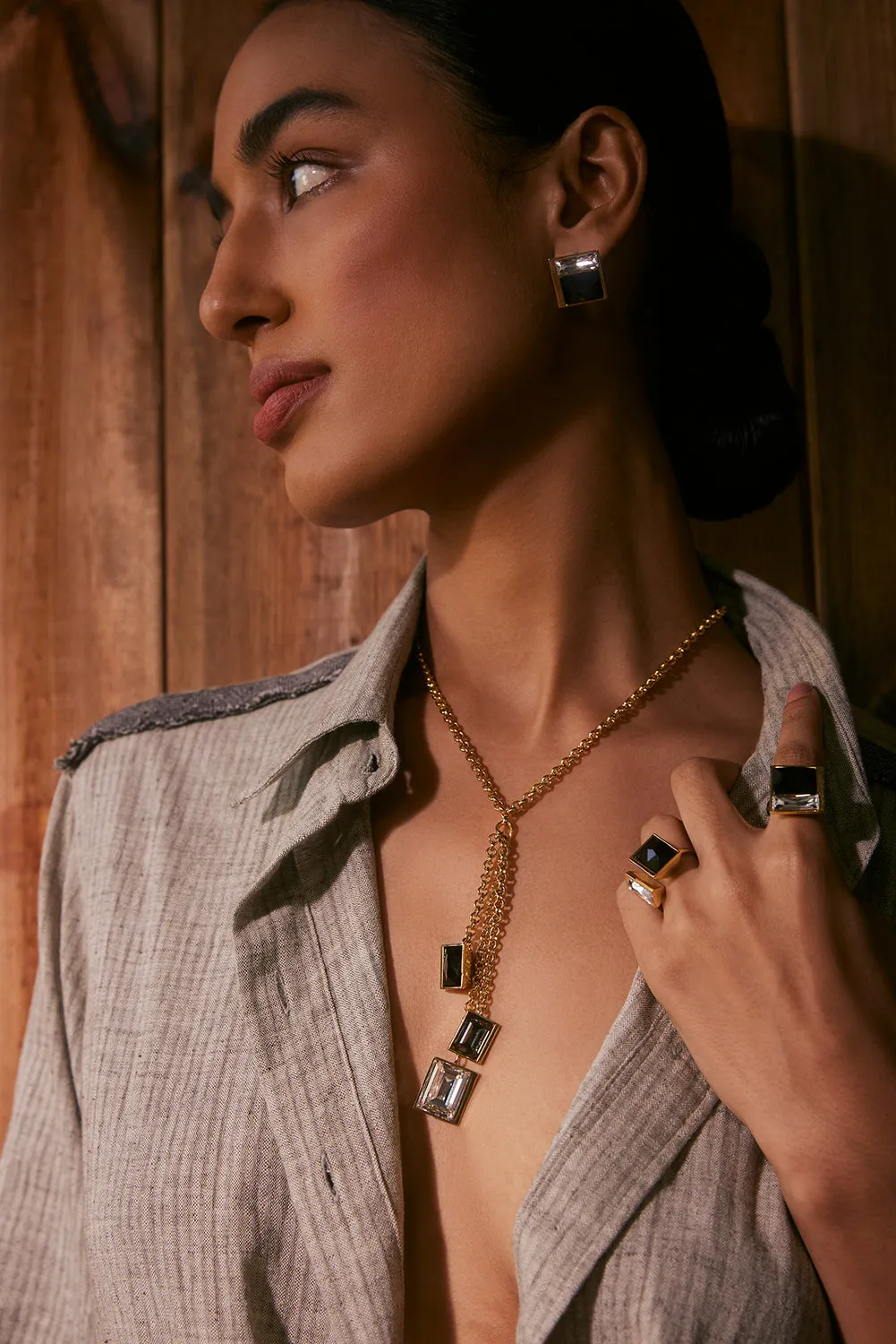 Fashion Jewelry-18k Gold Plated-Necklace-Perseid Crystal-Multi-VOYCE1032-Fashion Edit Voyce