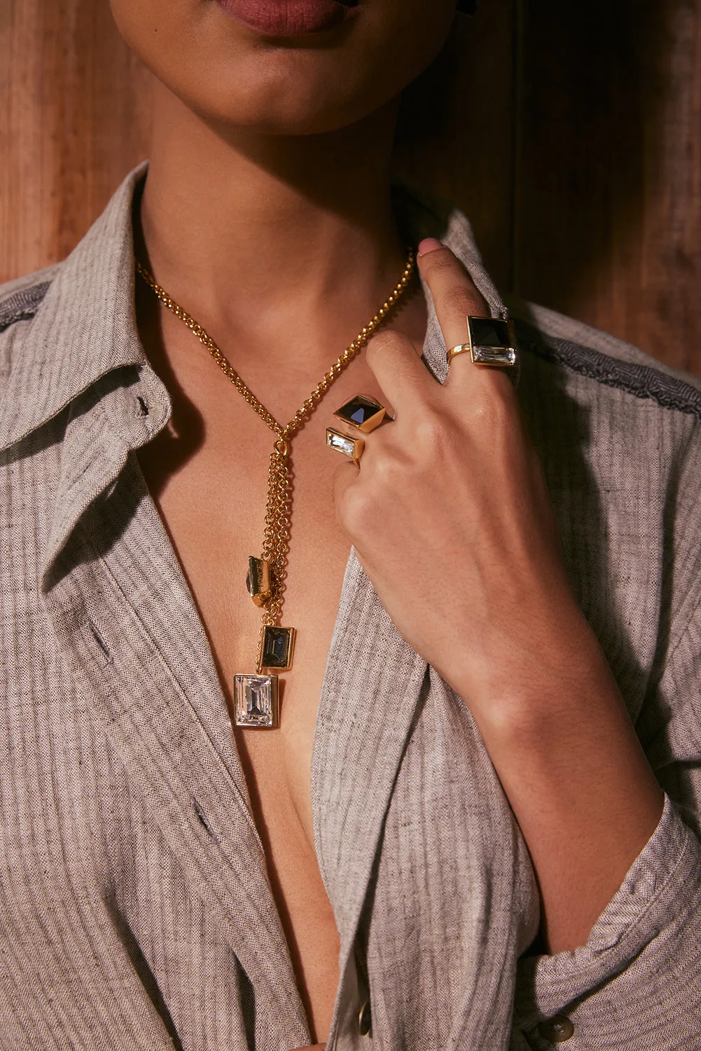 Fashion Jewelry-18k Gold Plated-Necklace-Perseid Crystal-Multi-VOYCE1032-Fashion Edit Voyce