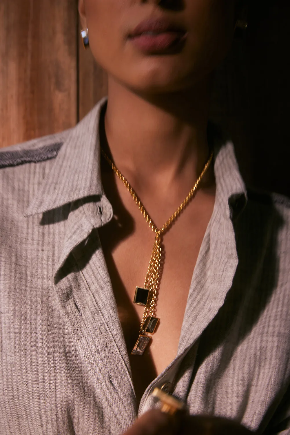 Fashion Jewelry-18k Gold Plated-Necklace-Perseid Crystal-Multi-VOYCE1032-Fashion Edit Voyce