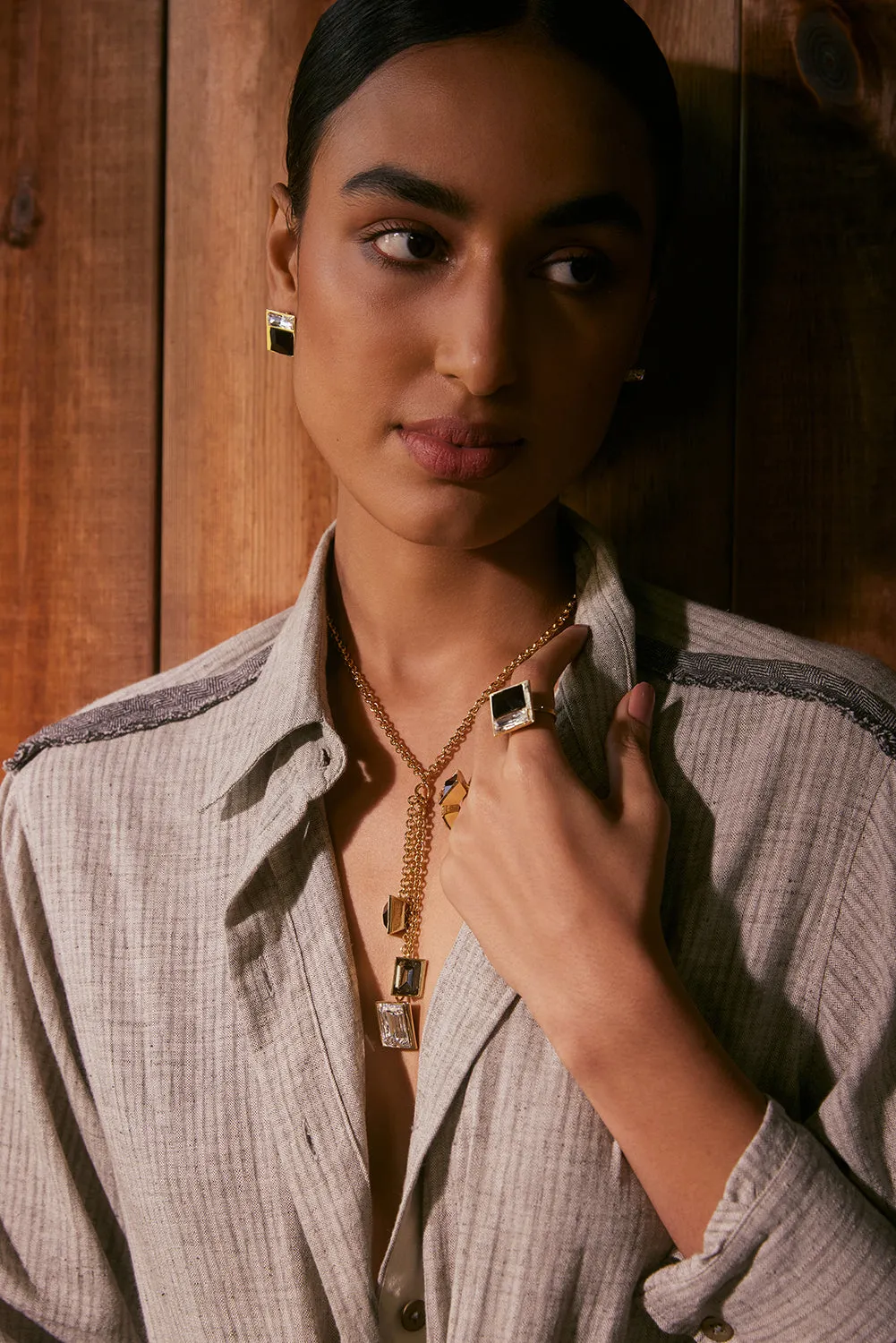 Fashion Jewelry-18k Gold Plated-Necklace-Perseid Crystal-Multi-VOYCE1032-Fashion Edit Voyce