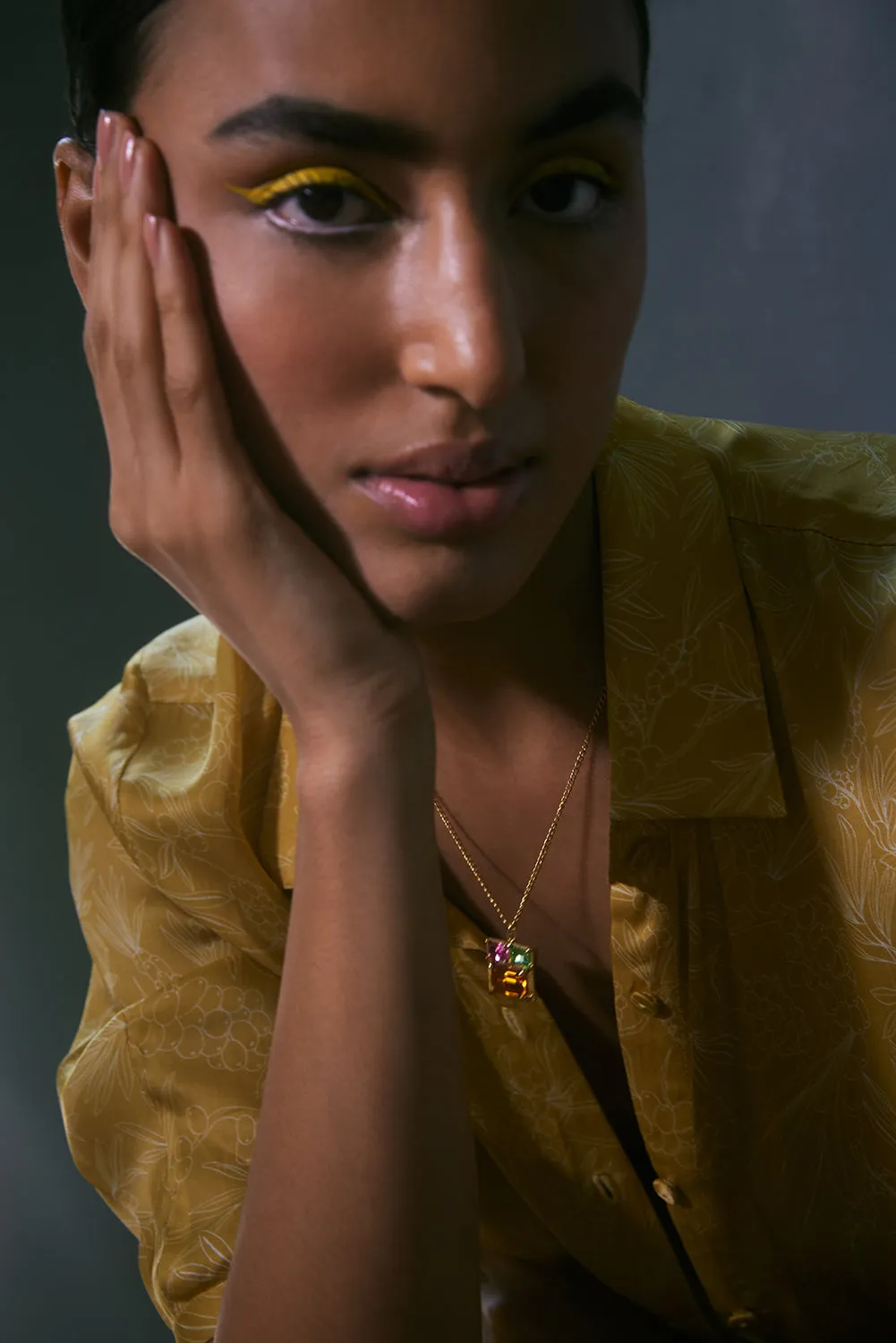 Fashion Jewelry-18k Gold Plated-Pendants-Elysian Crystal-Orange-VOYCE1022-Fashion Edit Voyce
