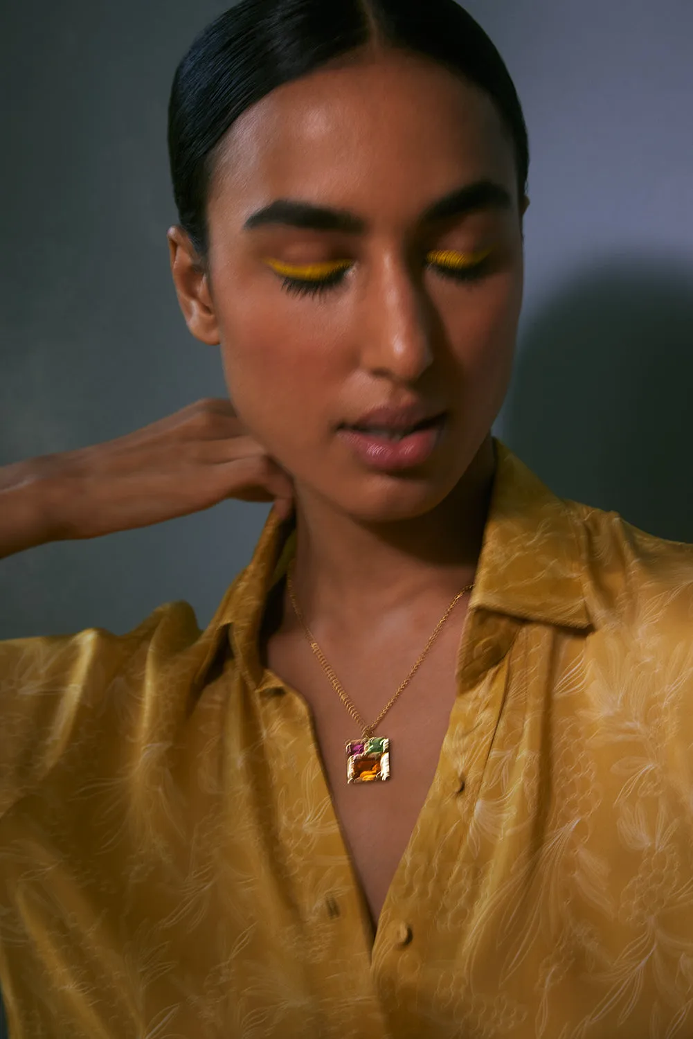 Fashion Jewelry-18k Gold Plated-Pendants-Elysian Crystal-Orange-VOYCE1022-Fashion Edit Voyce