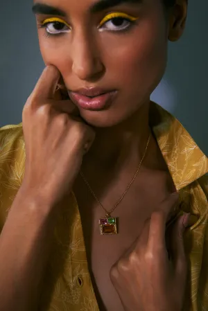 Fashion Jewelry-18k Gold Plated-Pendants-Elysian Crystal-Orange-VOYCE1022-Fashion Edit Voyce